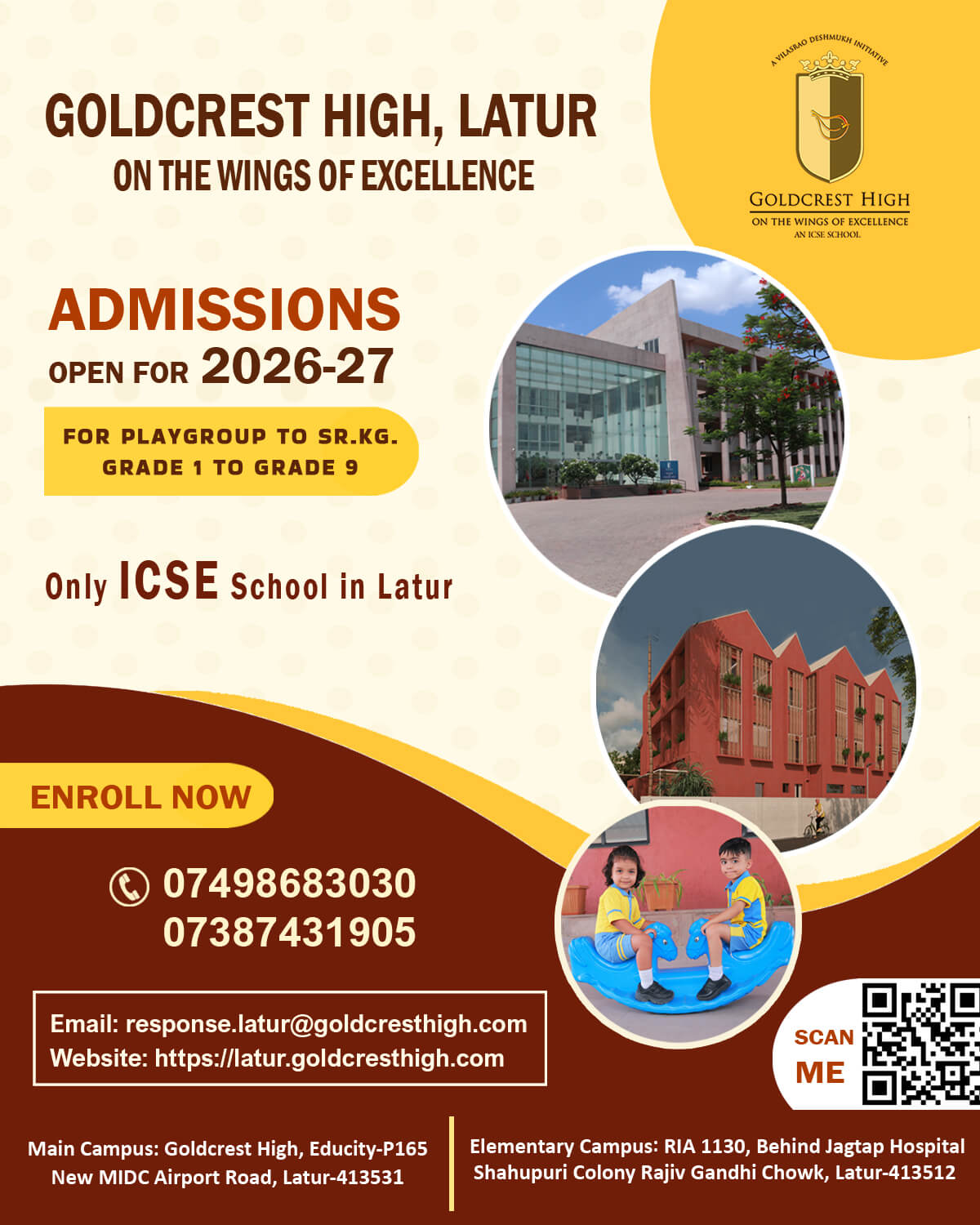 Admissions open for Pre-primary to Grade IX (ICSE) and XI (ISC) for the academic year 2025-2026.